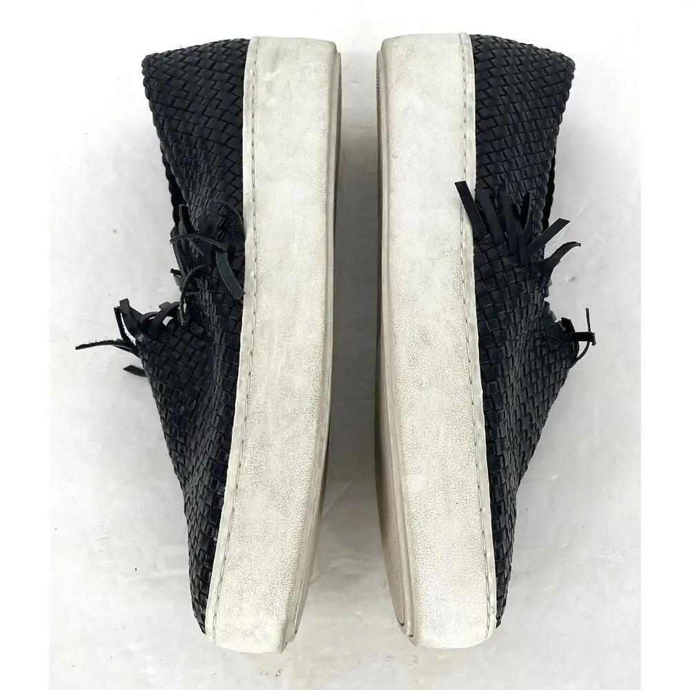 Michael Kors Rae Woven Leather Slip On Sneakers Black Womens Size 8.5